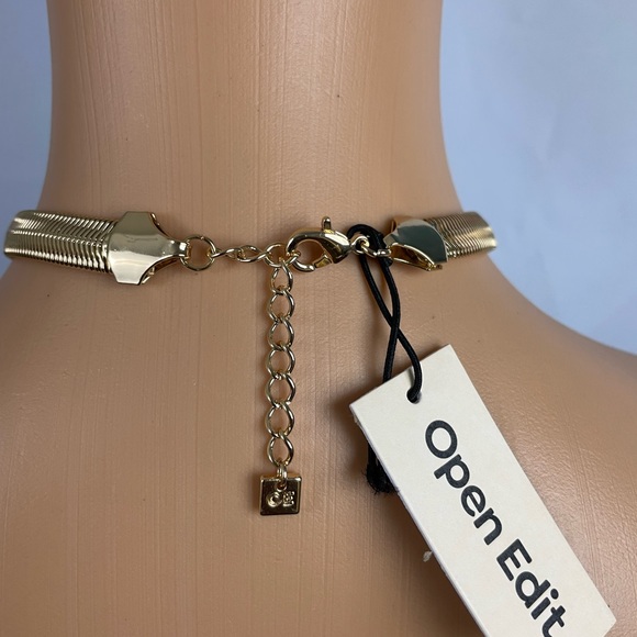 Stone Inset Herringbone Choker Necklace - Picture 4 of 8